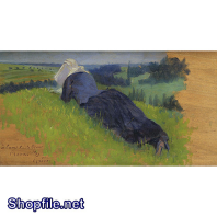 Tranh sơn dầu cô gái nằm trên cỏ